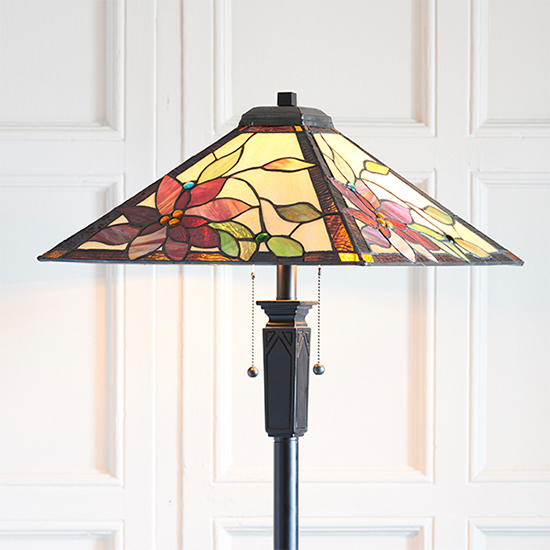 Lelani Tiffany Glass Floor Lamp In Matt Black_3