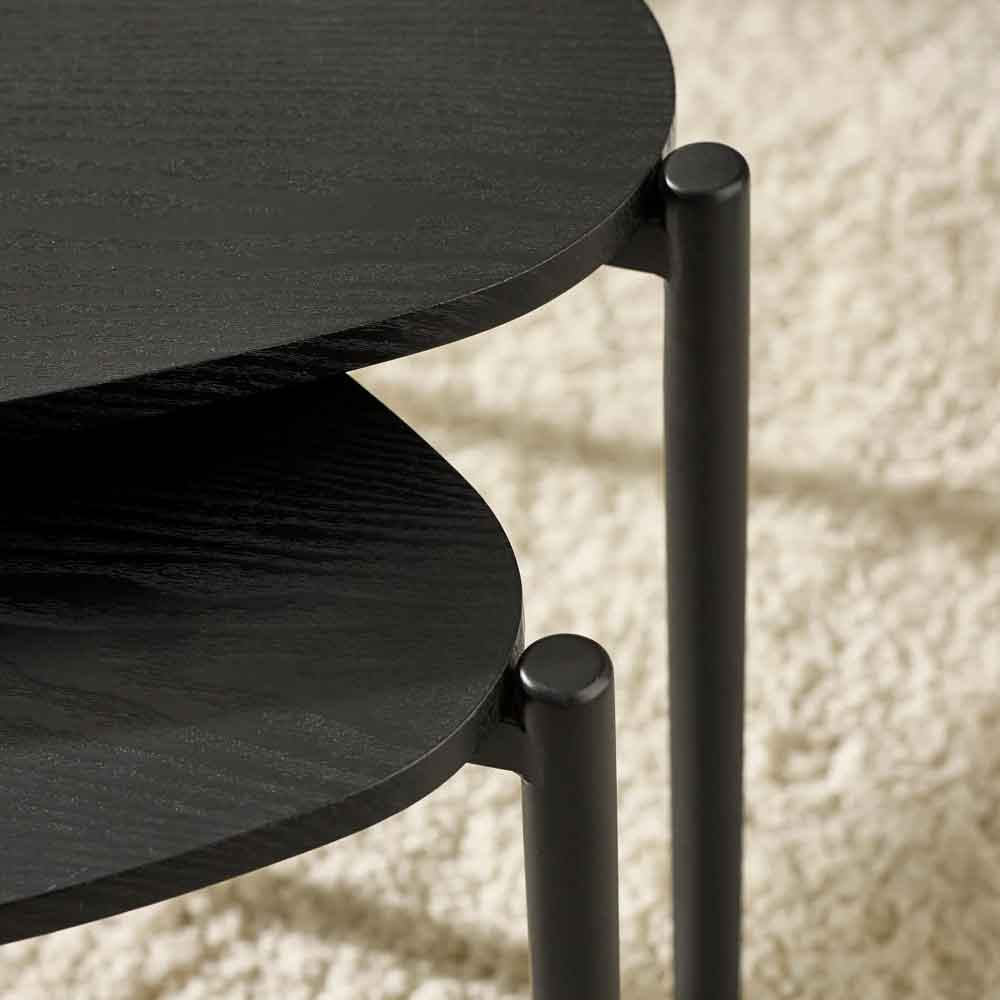 Lelvra Wooden Nest of 2 Coffee Tables in Black Ash