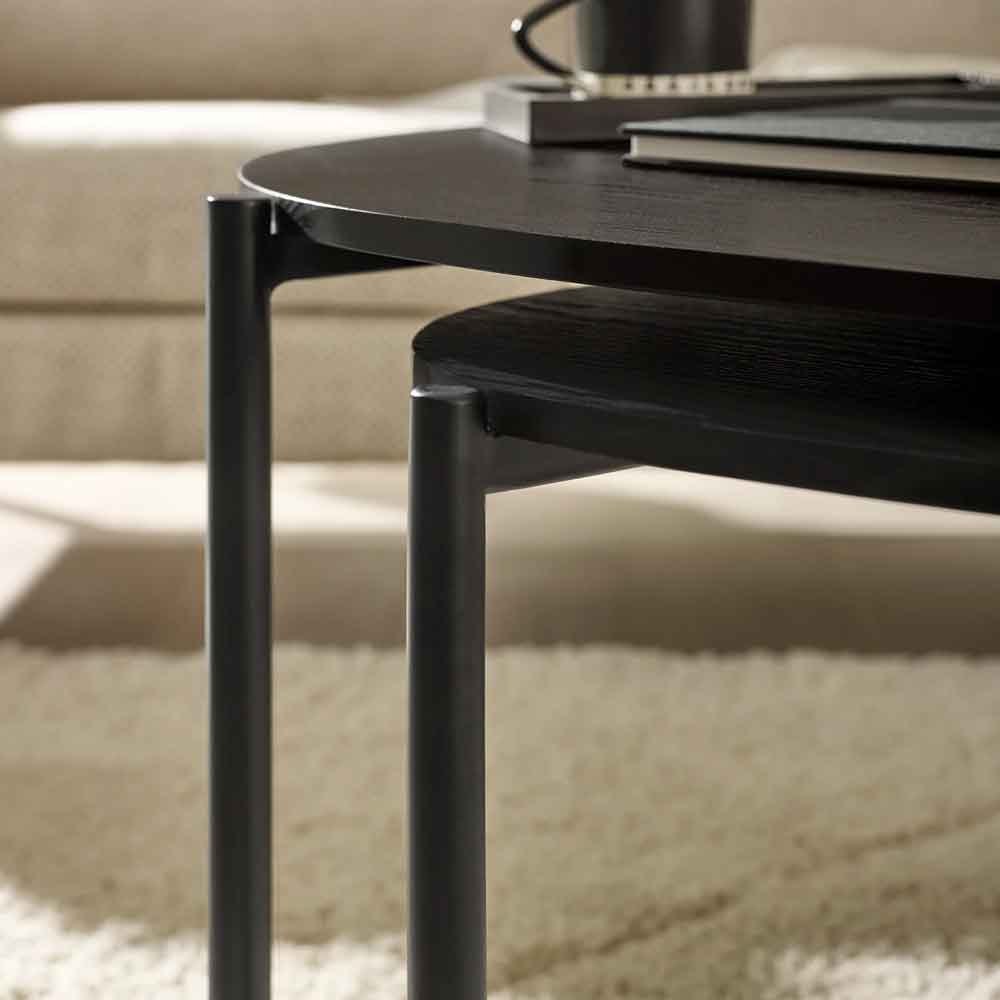 Lelvra Wooden Nest of 2 Coffee Tables in Black Ash