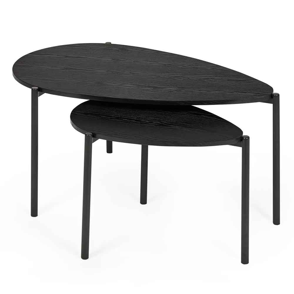 Lelvra Wooden Nest of 2 Coffee Tables in Black Ash