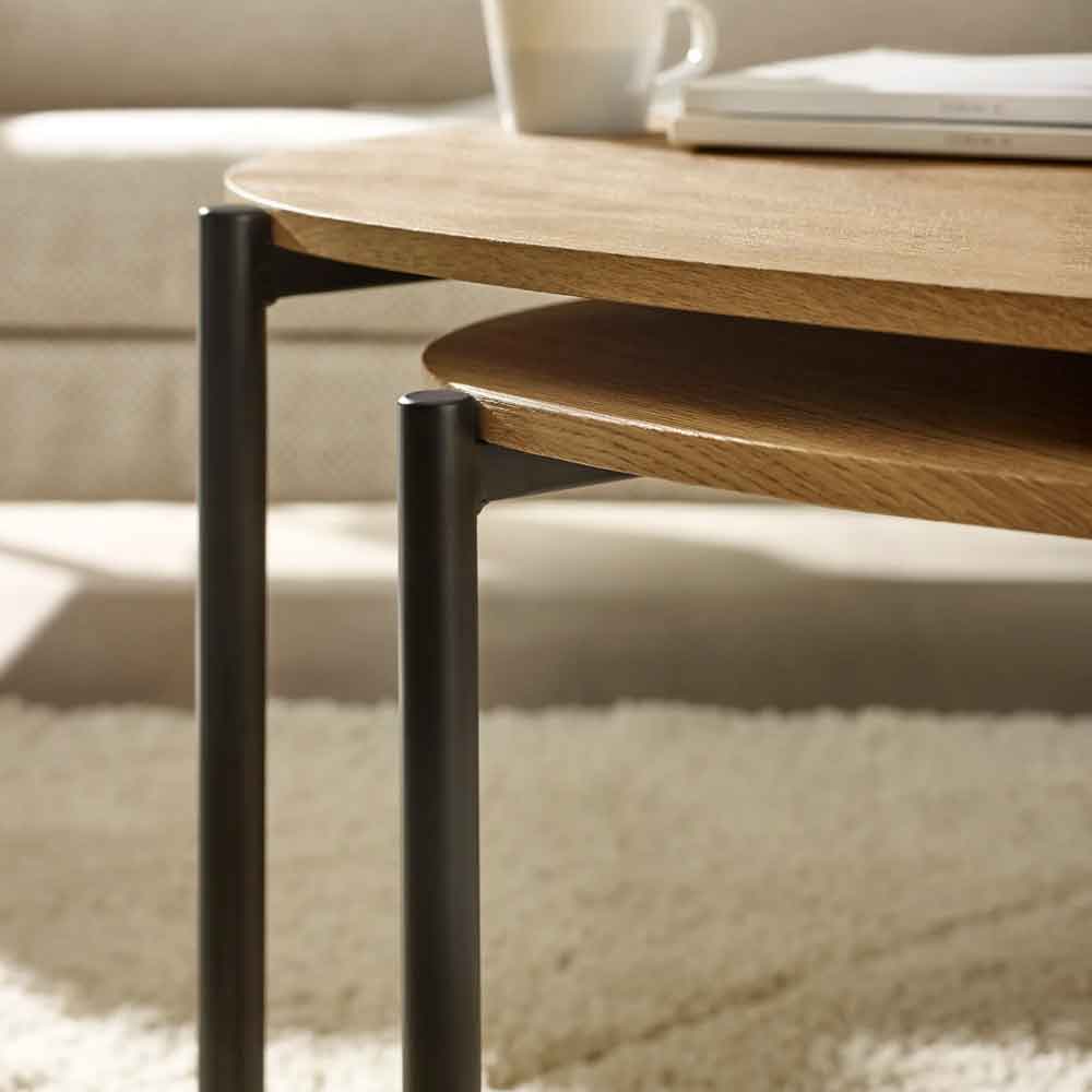 Lelvra Wooden Nest of 2 Coffee Tables in Oak