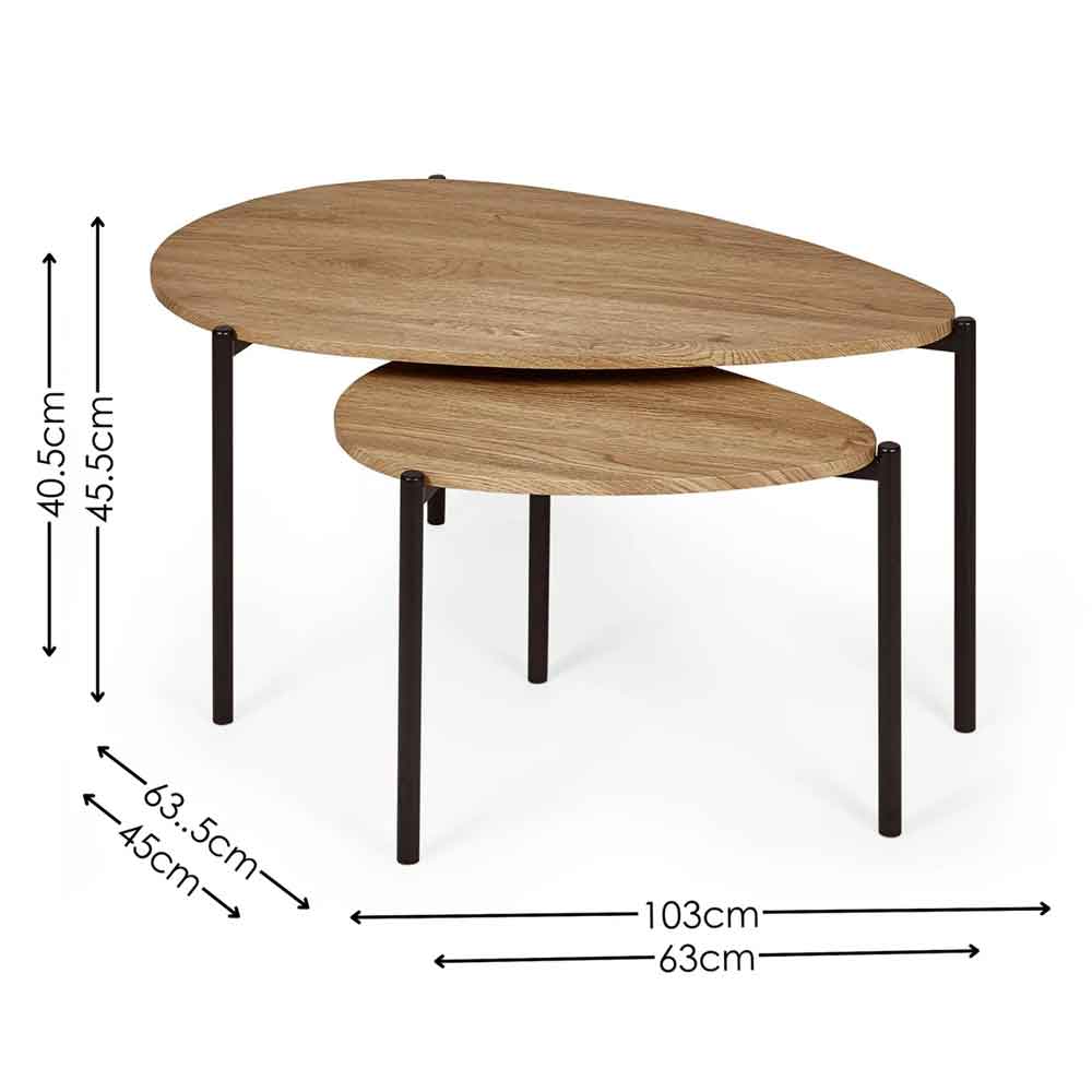 Lelvra Wooden Nest of 2 Coffee Tables in Oak