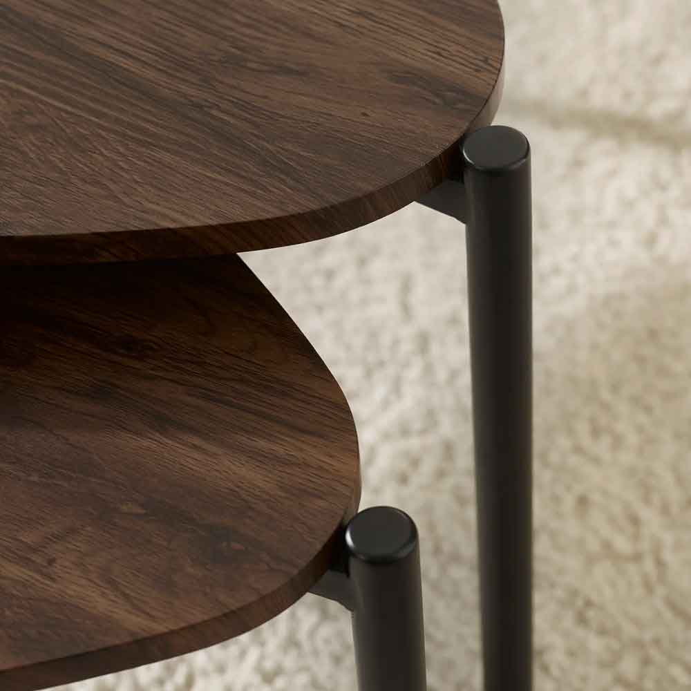 Lelvra Wooden Nest of 2 Coffee Tables in Walnut
