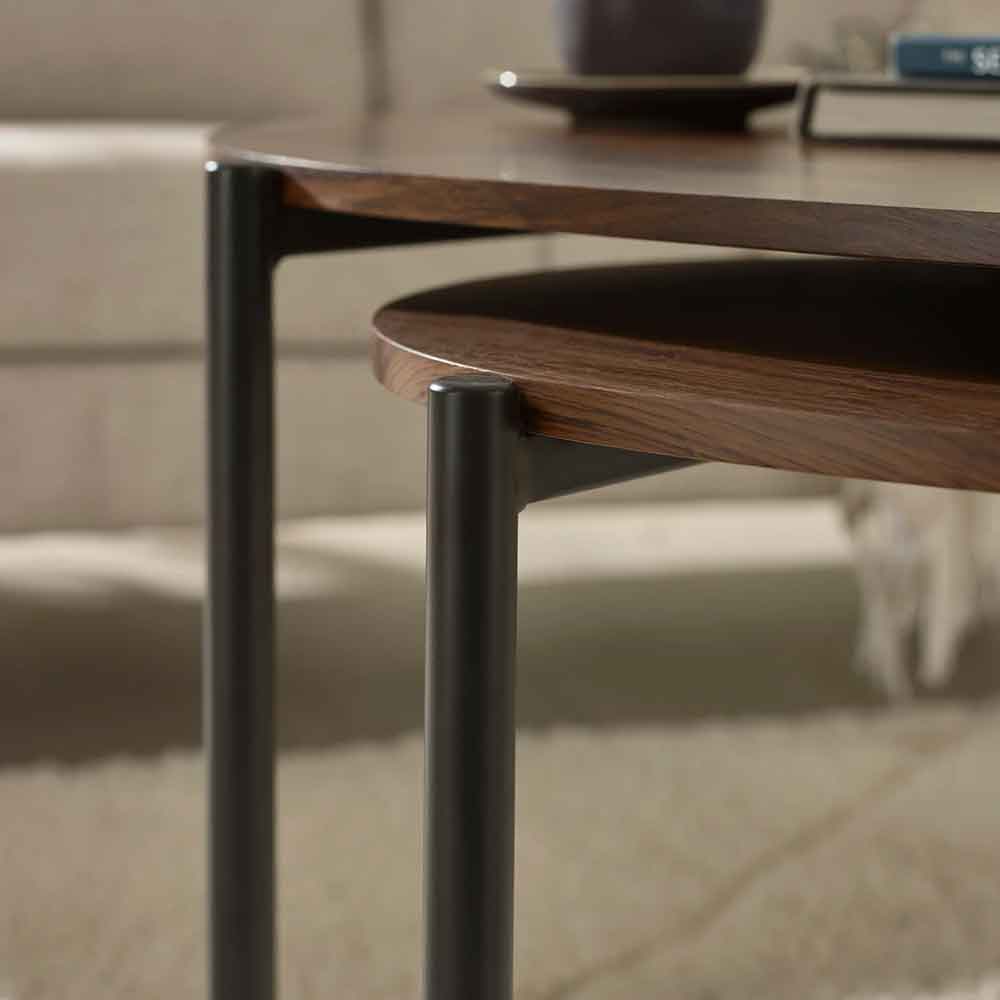 Lelvra Wooden Nest of 2 Coffee Tables in Walnut