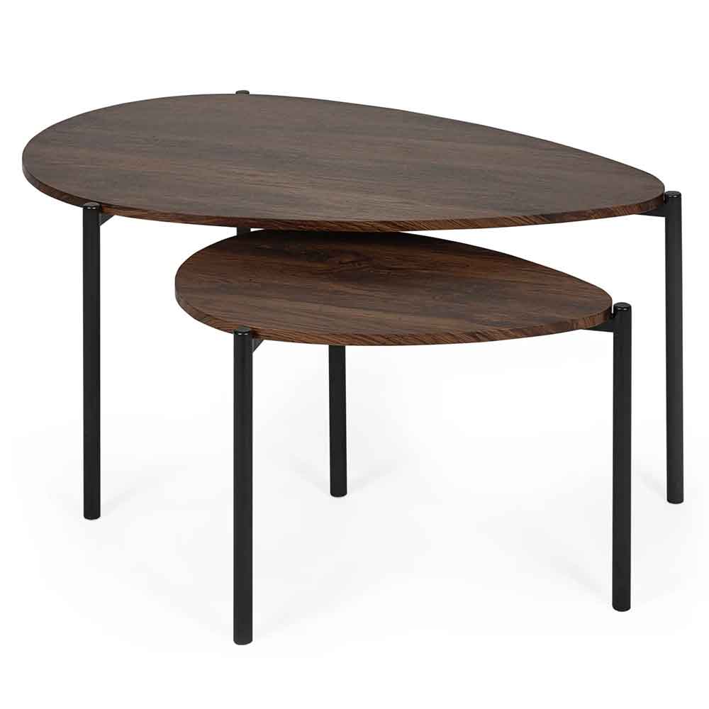Lelvra Wooden Nest of 2 Coffee Tables in Walnut