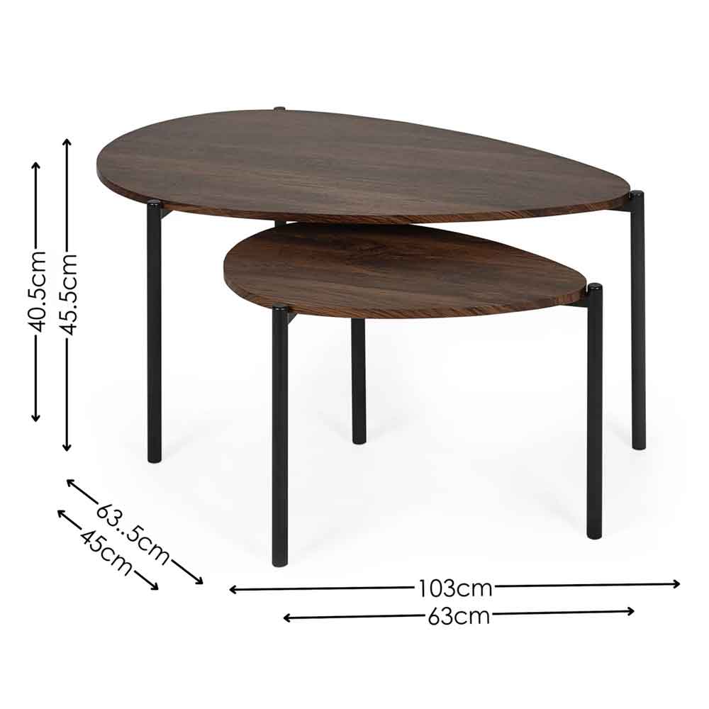Lelvra Wooden Nest of 2 Coffee Tables in Walnut