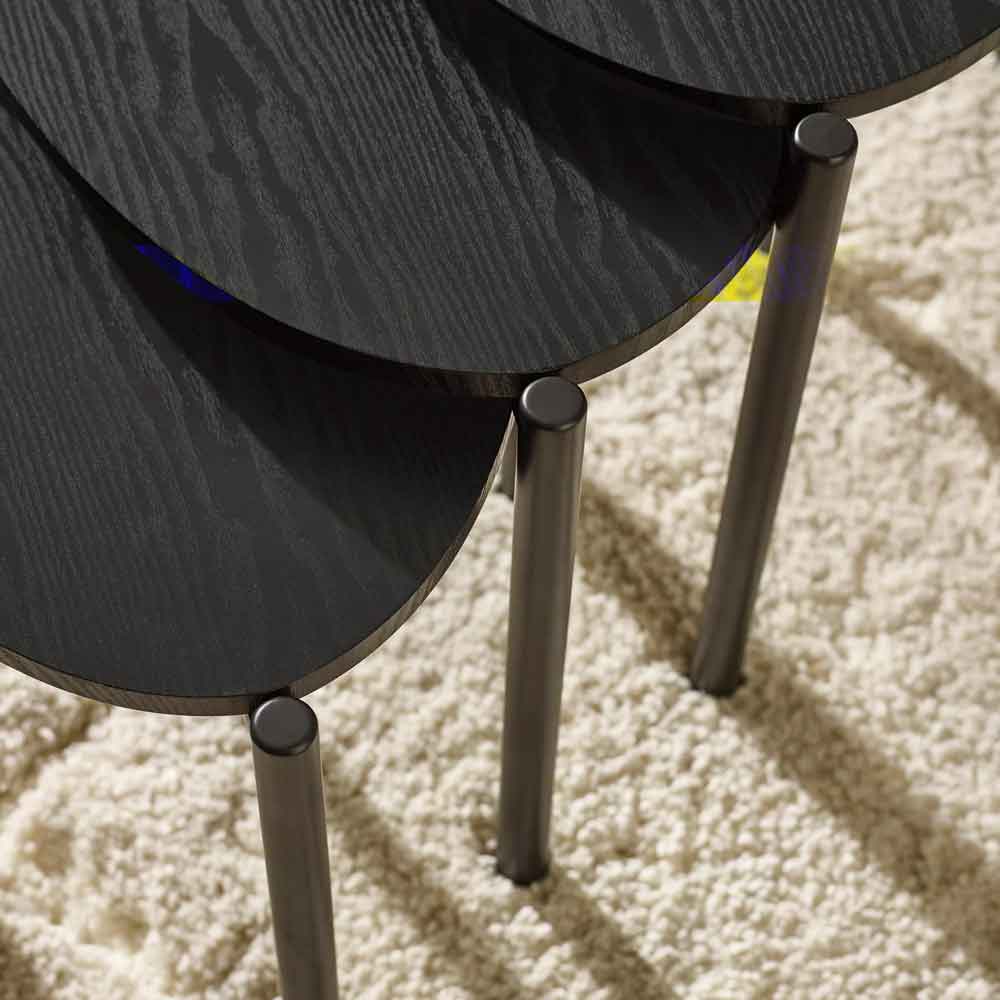 Lelvra Wooden Nest of 3 Side Tables in Black Ash