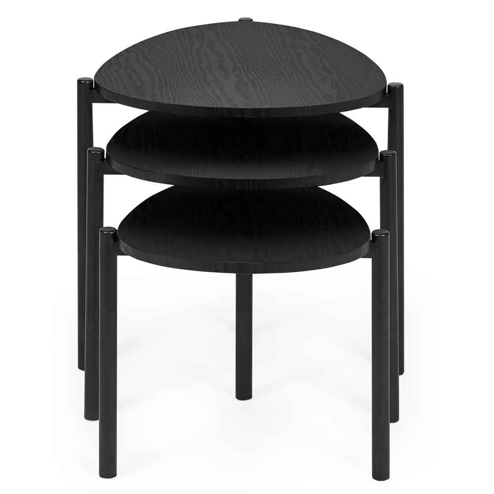 Lelvra Wooden Nest of 3 Side Tables in Black Ash