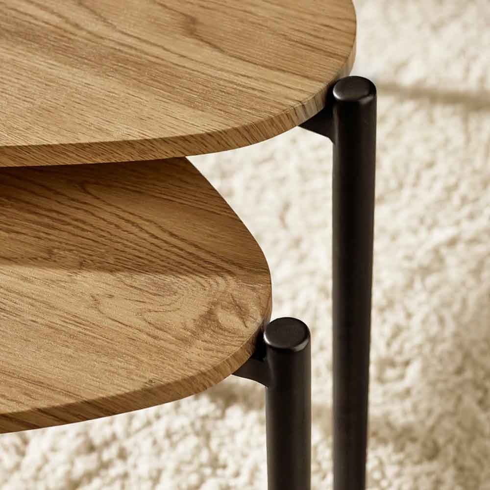 Lelvra Wooden Nest of 3 Side Tables in Oak