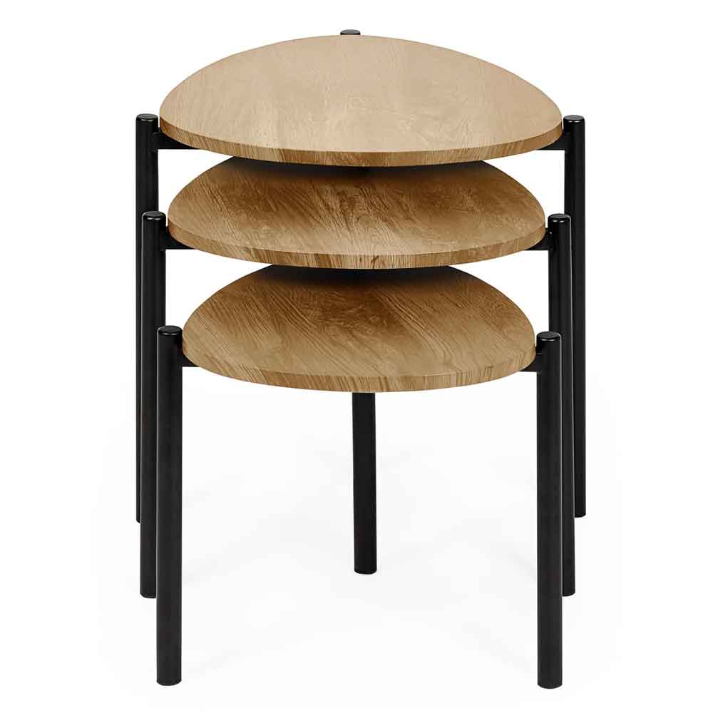 Lelvra Wooden Nest of 3 Side Tables in Oak
