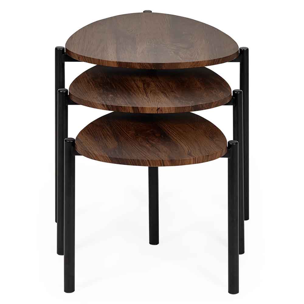 Lelvra Wooden Nest of 3 Side Tables in Walnut