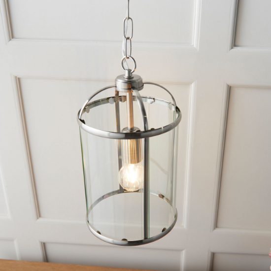 Lembeth 1 Light Clear Glass Pendant Light In Satin Nickel
