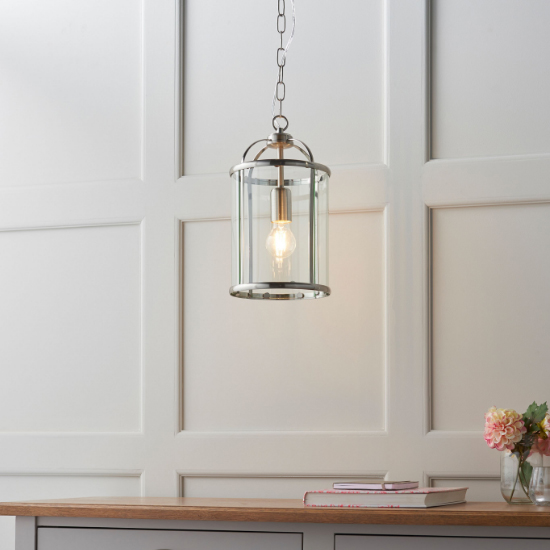Lembeth 1 Light Clear Glass Pendant Light In Satin Nickel