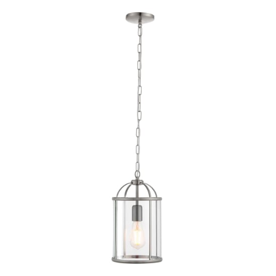 Read more about Lembeth 1 light clear glass pendant light in satin nickel