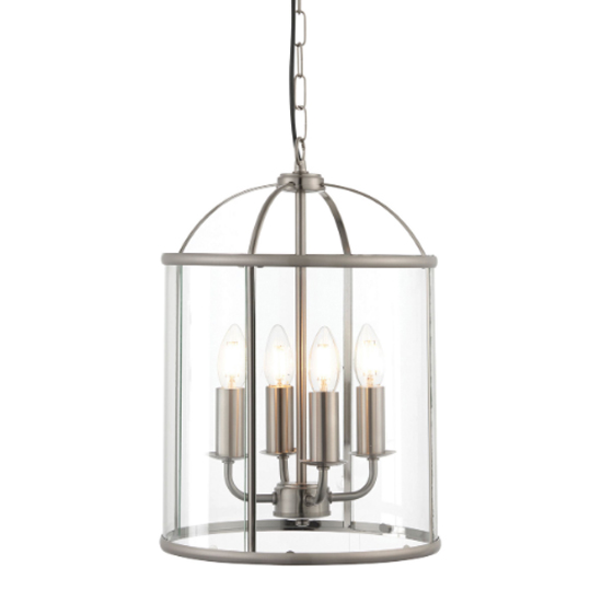 Laughlin 4 Lights Clear Glass Pendant Light In Satin Nickel