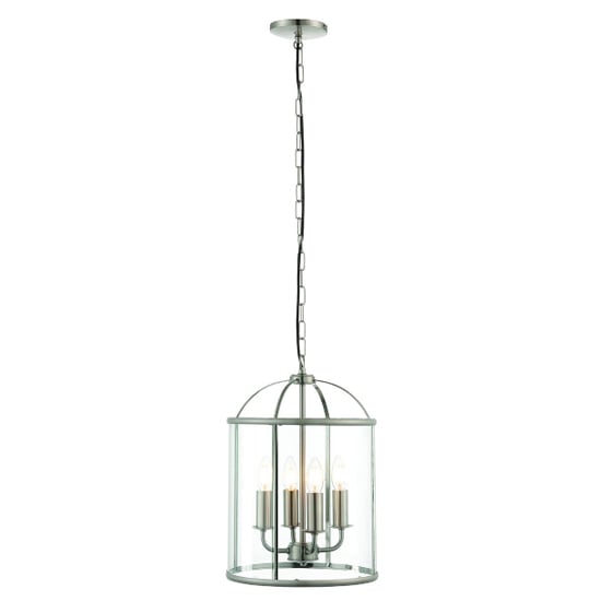 Lembeth 4 Lights Clear Glass Pendant Light In Satin Nickel