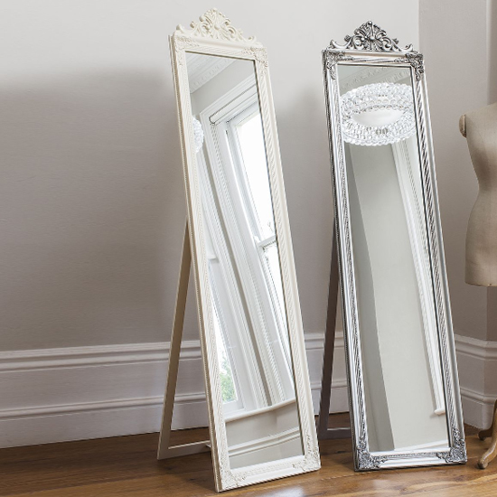 Lembeth Cheval Floor Standing Mirror In White