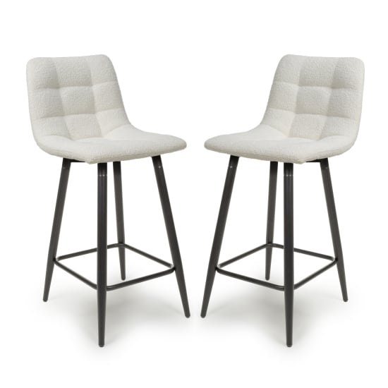 Product photograph of Lemgo Cream Boucle Fabric Bar Stools In Pair from Furniture in Fashion