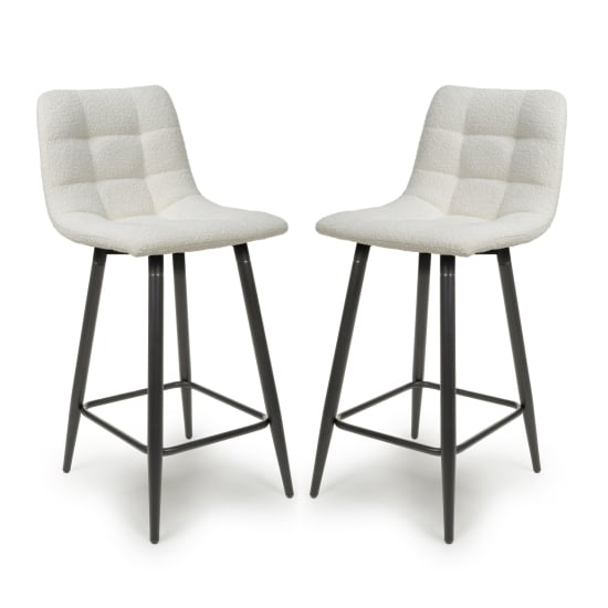 Product photograph of Lemgo Smoke Grey Boucle Fabric Bar Stools In Pair from Furniture in Fashion