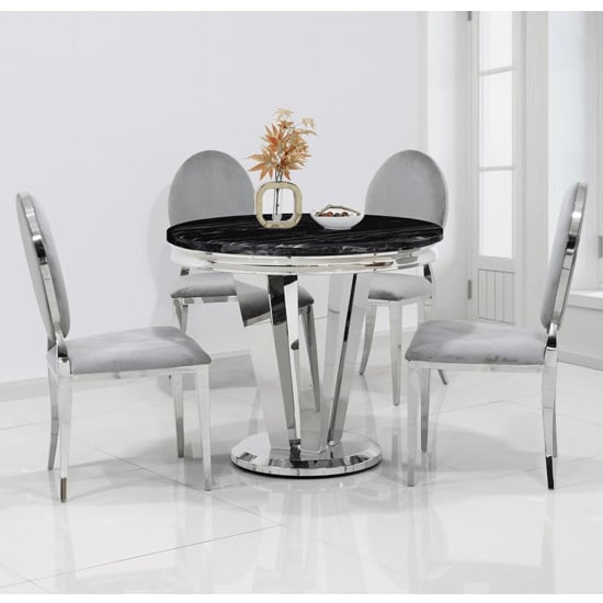 Leming Black Marble Dining Table 4, Light Grey Marble Dining Table And Chairs