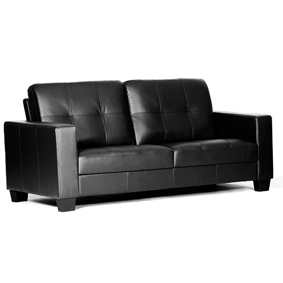 Larue Leather And PVC Bonded 3 Seater Sofa In Black