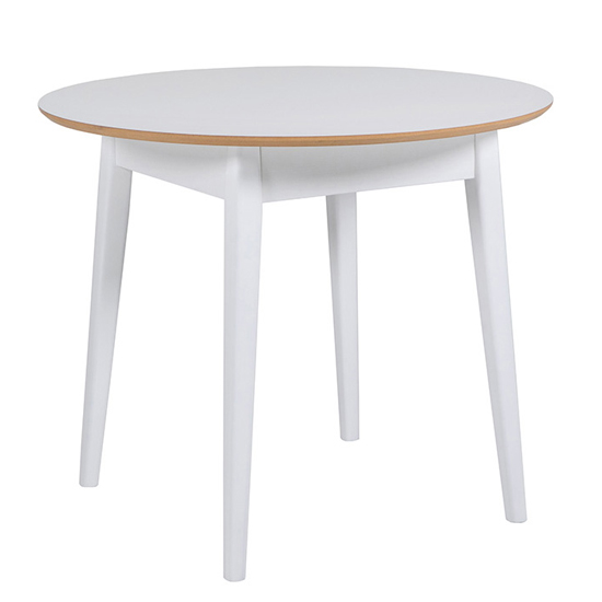 Lenci Wooden Dining Table Round With White Top And White Legs