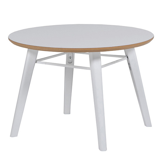 Lenci Wooden Lamp Table Round With White Top And White Legs Furniture