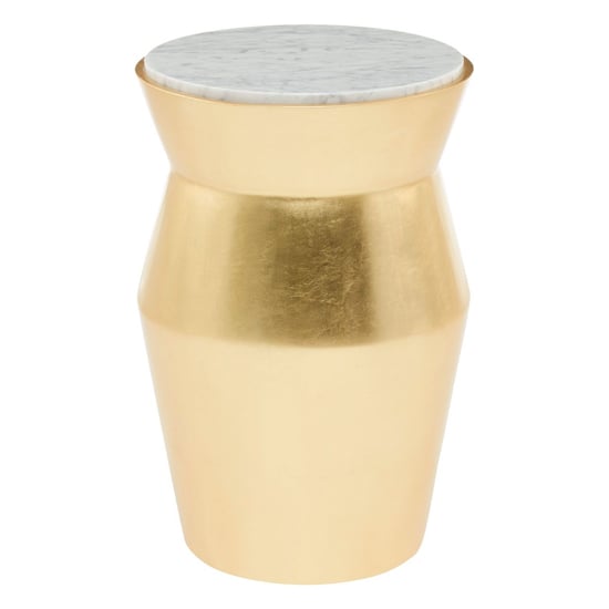 Read more about Leno 56cm white marble top side table with gold wooden base