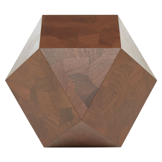 Leno Hexagonal Wooden Side Table In Walnut_2