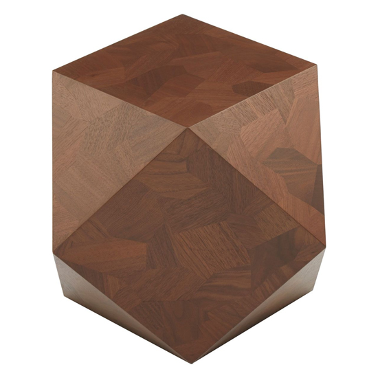 Leno Hexagonal Wooden Side Table In Walnut_3