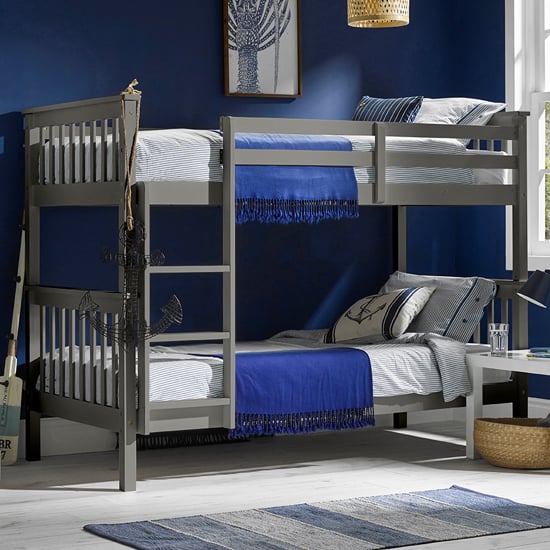 Leyburn Wooden Double Bunk Bed In Grey