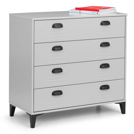 Laasya Wooden Chest Of Drawers In Grey With 4 Drawers