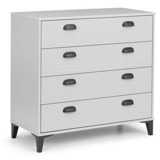 Laasya Wooden Chest Of Drawers In Grey With 4 Drawers