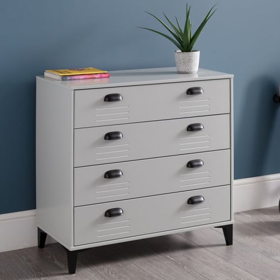 Read more about Laasya wooden chest of drawers in grey with 4 drawers