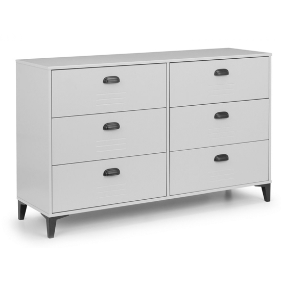 Laasya Wooden Chest Of Drawers In Grey With 6 Drawers
