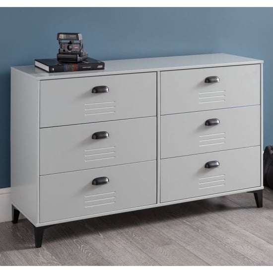 Photo of Laasya wooden chest of drawers in grey with 6 drawers