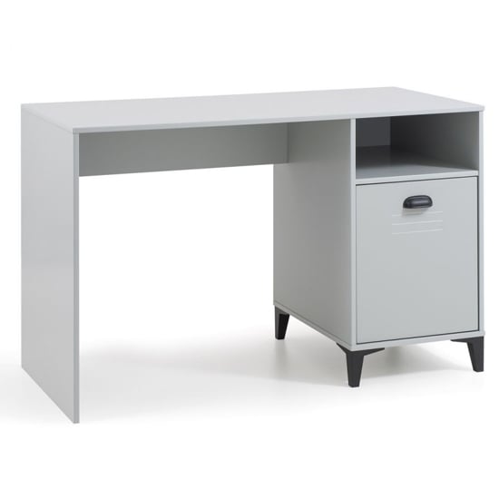 Laasya Wooden Computer Desk In Grey With 1 Door