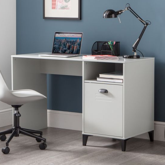 Photo of Laasya wooden computer desk in grey with 1 door