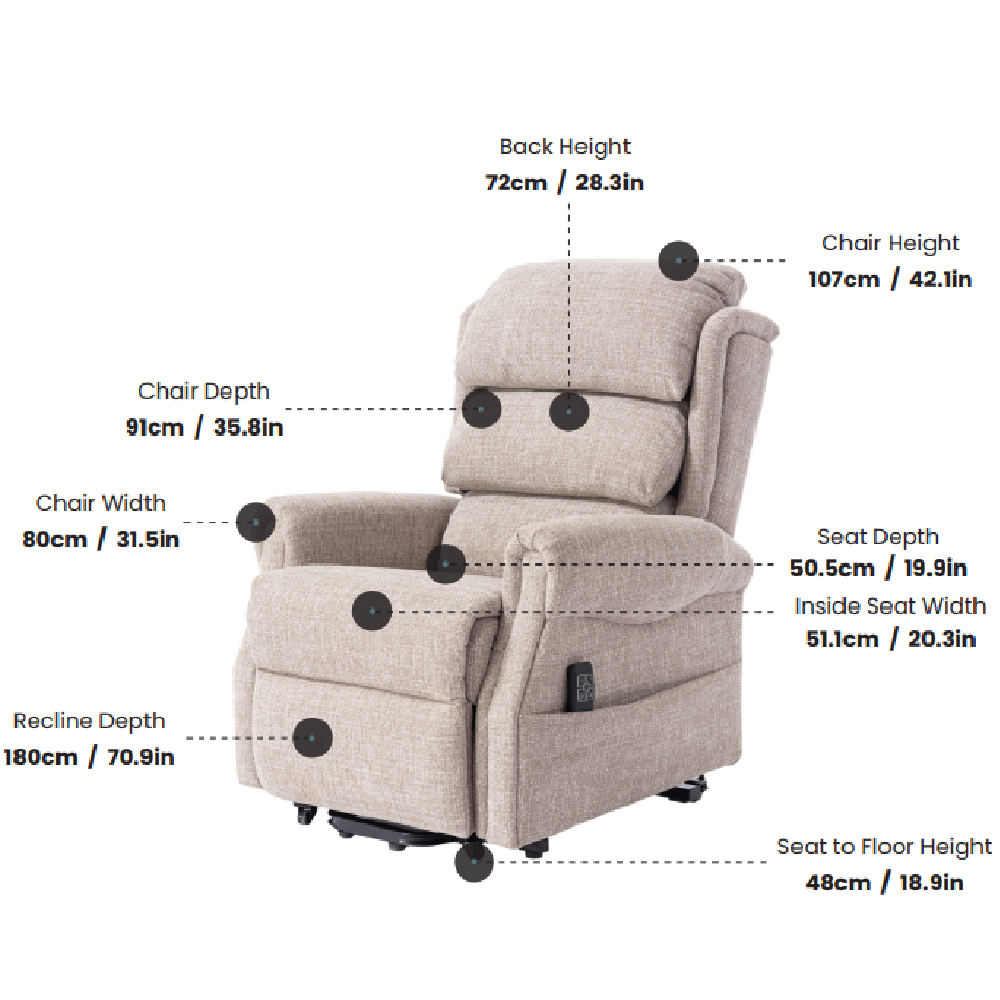 Lenoir Fabric Electric Recliner Chair In Dove