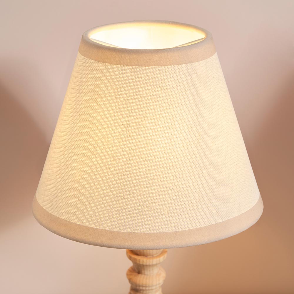 Lenoir Garden Green 16cm Shade Wood Table Lamp In Pink Clay