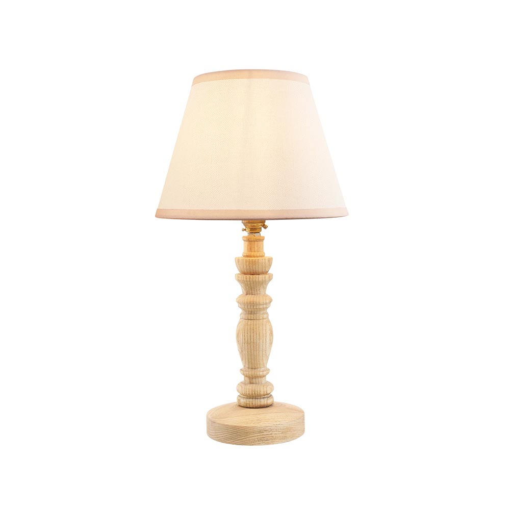 Lenoir Garden Green 16cm Shade Wood Table Lamp In Pink Clay