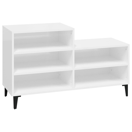 Lenoir High Gloss Shoe Storage Rack With 5 Shelves In White