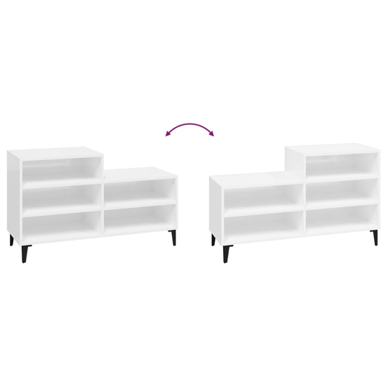 Lenoir High Gloss Shoe Storage Rack With 5 Shelves In White