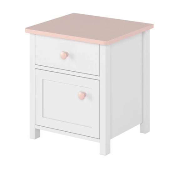 Product photograph of Lenoir Kids Wooden Bedside Cabinet 1 Door 1 Drawer In Matt White from Furniture in Fashion
