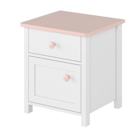 Read more about Lenoir kids wooden bedside cabinet 1 door 1 drawer in matt white