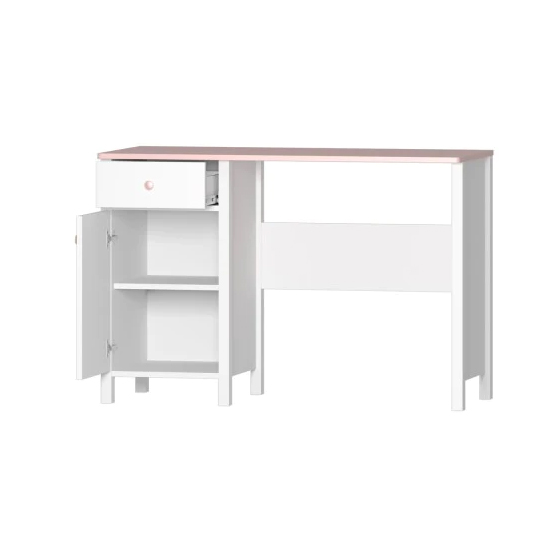 Lenoir Kids Wooden Computer Desk 1 Door 1 Drawer In Matt White