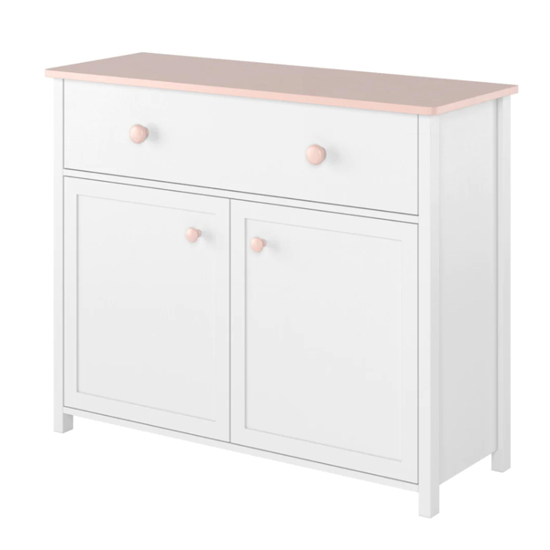 Lenoir Kids Sideboard With 2 Doors 1 Drawer In Matt White