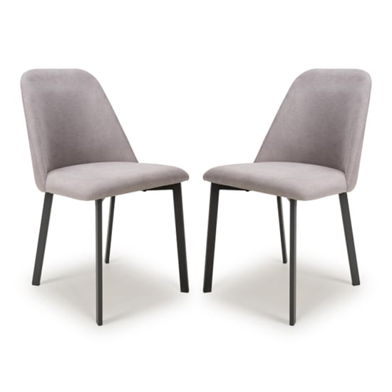 Lenoir Light Grey Linen Effect Fabric Dining Chairs In Pair