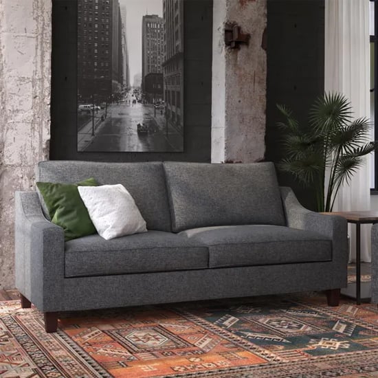 Read more about Lenoir linen fabric 2 seater sofa in grey with solid wood legs