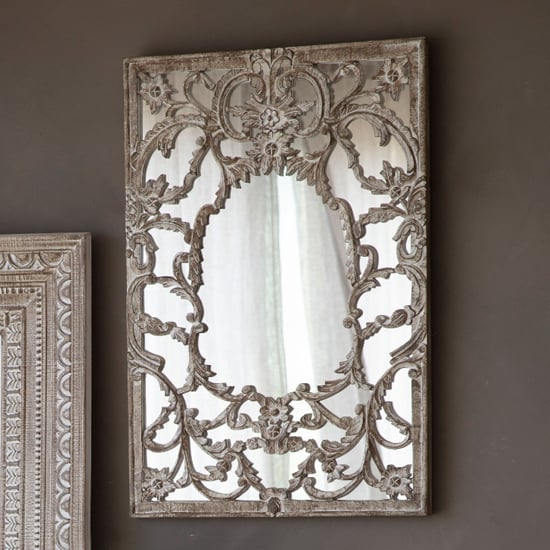 Lenoir Portrait Wall Mirror In Natural And Whitewash Frame